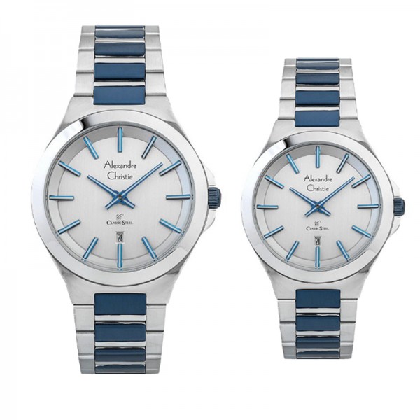 Alexandre Christie AC 8634 Silver Blue Couple